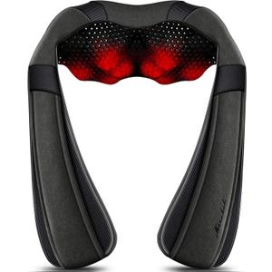 Mirakel Shiatsu Neck & Back Massager with Heat - Deep Tissue Neck, Back & Shoulder Pain Relief - Ergonomic Design Shoulder Massager, Electric Kneading Whole Body Massage Pillow Gifts for Women, Men