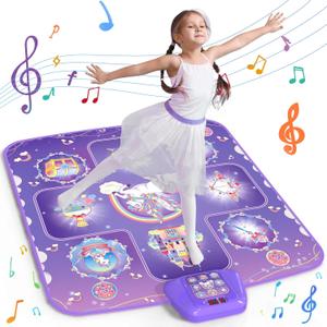 GirlsHome Dance Mat - Unicorn Toys for Girls Rhythm Step Play mat, Electronic Dance Pad with 5 Game Modes, Built-in Music, Touch Sensitive Light Up LED, 2026 New CPF Birthday Gift for Kids Girls 3-12