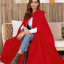 Gihuo Cape Poncho Women's Hooded Maxi Cloak Coat Winter Warm Long Cloak Cosplay Costumes Outerwear (Red)