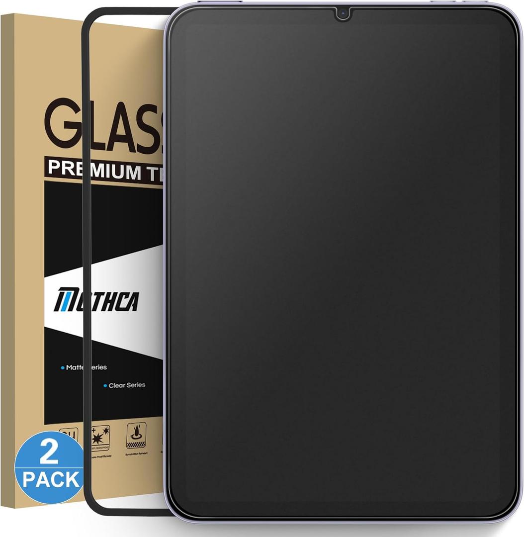 Mothca 2 Pack Matte Glass Screen Protector for iPad Mini 8.3 A17 Pro (2024) & Mini 6 (2021) with Alignment Frame, Anti-Glare & Anti-Fingerprint Tempered Glass Film for iPad Mini 7/6, Smooth as Silk