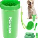 Professional 7 in 1 Dog Paw Cleaner for Dogs & Cats - Includes 1 Portable Paw Washer, 1 Bath Brush, 2 Dog Toothbrushes and 3 Absorbent Towels Note: Fits Paws 2.5 to 3.5 Inches Wide (Large, Green)