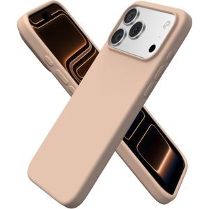 ORNARTO Compatible with iPhone 17 Pro Max Case 6.9", Slim Liquid Silicone 3 Layers Soft Gel Rubber Shockproof Protective Cover with Anti-Scratch Microfiber Lining-Nude Taupe