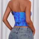 PRETTYGARDEN Going Out Tops for Women 2025 Summer Mesh Floral Y2K Bandeau Cute Crop Strapless Tube Top Trendy Outfits (Blue, L)