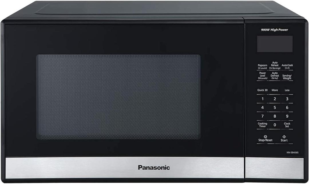Panasonic NN-SB458S Compact Microwave Oven, 0.9 cu.ft., Stainless Steel/Silver