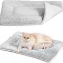 2 Pack Large Cat Bed Mat - 18"x24"(45x60cm) Extra Thick 5cm Soft Self Warming Pet Pad, Reversible Washable Cat Sleeping Mat for Indoor Outdoor Cats Kittens Small Dogs, Thermal Pet Bed Cushion Grey