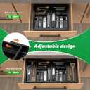 Large Silverware Drawer Organizer, Expandable From 21 to 36 Inches With 14 Slot, BPA Free Plastic Utensil Tray for Kitchen, Adjustable Flatware and Cutlery Holder for Spoons Forks Knives, Black