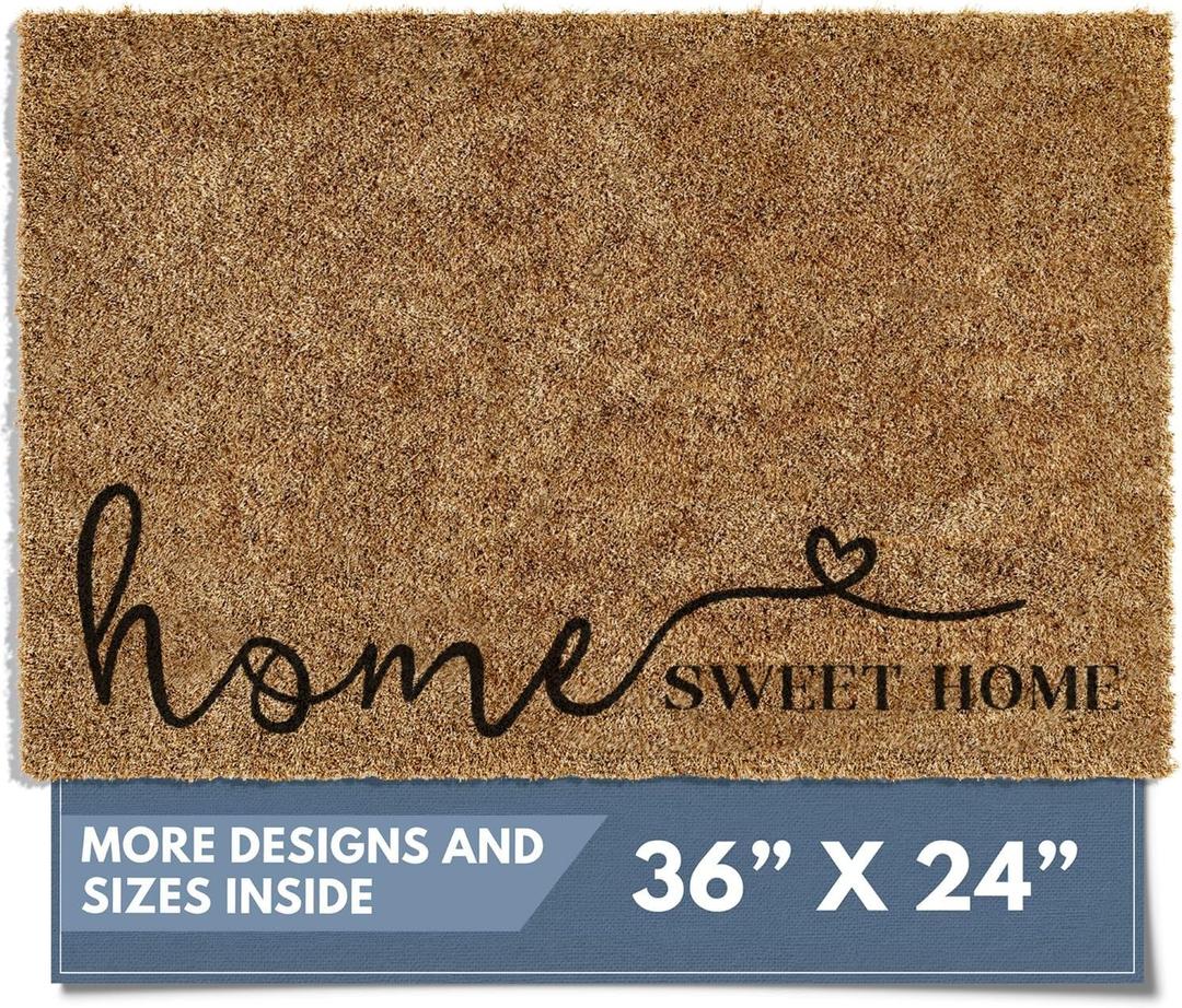 Barnyard Designs Doormat Welcome Mat for Outdoors, Large Front Door Entrance Mat, Brown (Home Sweet Home Script, 36x24)