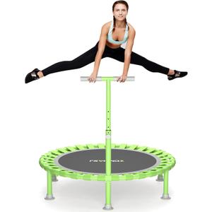 ZCMHAXJ Foldable Mini Trampoline, 40" Rebounder Trampoline for Adults & Kids, 450lbs Capacity with T-Shaped Adjustable Bar, Indoor Fitness Workout Exercise Equipment