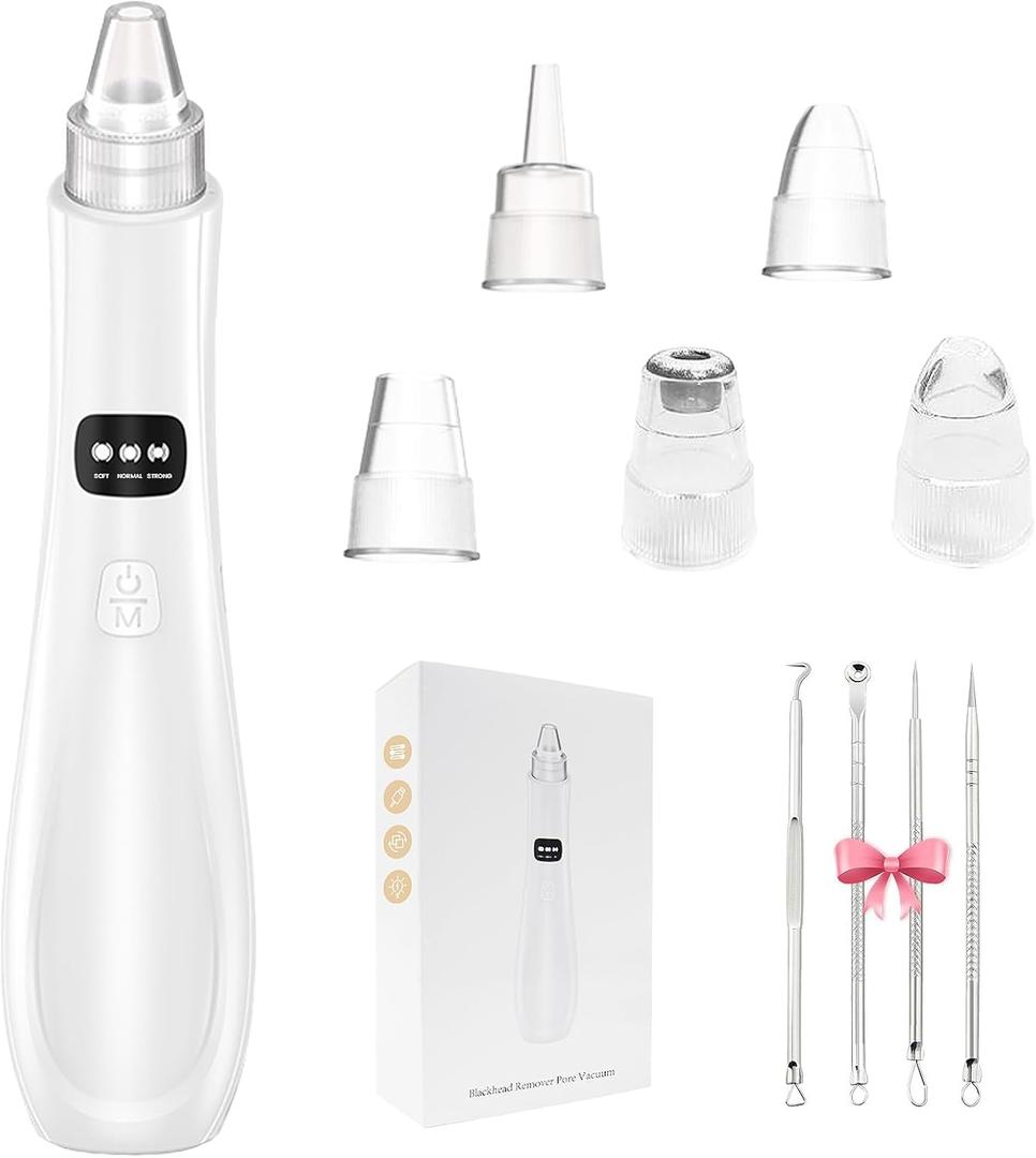 Blackhead Remover Pore Vacuum,Blackhead Extractor Tool with 3 Adjustable Suction Levels,6 Probes,USB Rechargeable Blackhead Vacuum Kit Electric Acne Extractor Tool for Adults