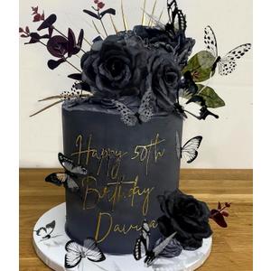 JeVenis Black Rose Cake Topper - Death & Gothic Birthday Decoration