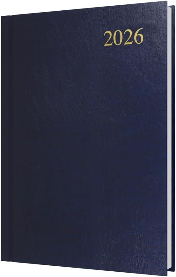 Collins - Essential - 2026 12 Month Calendar Year Planner, Day-To-Page Diary, A5 Hard Cover - Dark Blue 