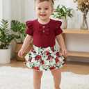 HONGTEYA Infant Baby Girl Clothes Newborn Summer Outfits Cute Romper Shorts Set Floral Girl Clothes with Headband