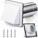 Gisafai 4" Dryer Vent Cover Outside with Stainless Steel Guard Wall Dryer Exhaust Cap and Removable Extended Pipe Vent Shroud Hood Cushioned Non Return Flap with Sealing Gasket Grille(White)