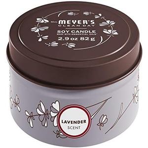 Pack of 2 MRS. MEYER'S CLEAN DAY Soy Tin Candle, 12 Hour Burn Time, Made with Soy Wax and Essential Oils, Lavender, 2.9 Oz