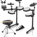 Electric Drums, Donner DED-200 LITE Electronic Drum Kit for Beginner with 450+ Sounds, USB MIDI, Quiet Mesh Pads, Throne, Headphones, Sticks and 40 Melodics Lessons