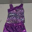 Gogokids Gymnastics Leotards for Girls Sparkly Rhinestone Dance Unitards Biketards with Shorts Activewear (6-7 Years, Purple)