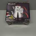 Hakan Teapot Set with Self Strainer Double Lids, Stainless Steel Midi Double Bondy Tea Pot Set, Turkish Samovar Style, Tea Kettle for Loose Leaf Tea with Bakelite Hande | 1.05 + 1.9 Qt