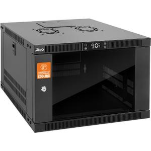 Tecmojo 6U Wall Mount Rack with Thermostat, 17.7inch Depth Enclosed Server Cabinet with 2 Cooling Fans,Lockable Door & Hardware,6U Rack for 19inch Equipments,Glass Door