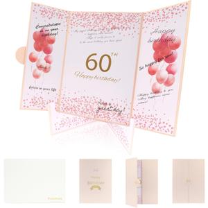 Rolarhola 60th Birthday Guest Book and Party Decorations Set, 12x18 inch Sign-in Signature Card with Matching Envelope + Foldable StandGold Foil Stamped Inner PagesPink
