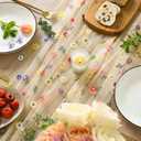 Artoid Mode Champagne Embroidery Daisy Gauze Table Runner 120 Inch 10FT, Seasonal Sheer Kitchen Dining Holiday Wedding Birthday Table Decor for Home Party, 27" x 120"