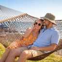 SUNCREAT Hanging Backyard Rope Hammock with Carrying Bag, Brown