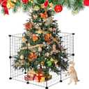 16 Pieces Christmas Tree Fences, Black Height 24 Inch Metal Christmas Tree Gate Panels Picket Fence Pets Cat Proof Indoor Garden Decoration Fence for Holiday Party Office Home Christmas Decor, Black-16