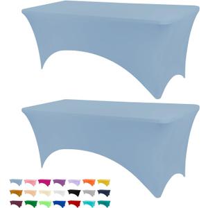 Table Covers for 6 Foot Tables, 2 Pack Sky Blue Washable and Wrinkle Resistant Stretch Tablecloths Rectangle 6ft for Events, Wedding, Banquets, Parties , 72" x 30" (Rectangular)