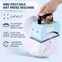 Hat Press, Mini Hat Press Heat Machine for Caps Hats with 5.4" * 3.1" Curved Teflon Coated Heat Plate & Safety Base for Heat Transfer Vinyl, Sublimation and DIY Projects, Blue