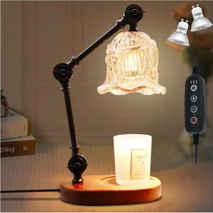 Candle Warmer Lamp, Electric Candle Lamp Warmer, Dating Ambiance Lamp, House Warming Gifts New Home Bedroom Decor Dimmable Wax Melt Warmer for Scented Wax with Two Bulbs (Amber)