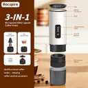 3-in-1 Portable Espresso Maker 20 Bar Self-Heating Stainless Steel Fits Ground Coffee & Nespresso Capsules USB-C Rechargeable for Camping Car Hiking Office