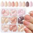 French Tip Press on Nails Almond Acrylic Nails Press ons French Gel Nails Tips Glossy Acrylic Press on Nails Medium Multicoloured Fake Nails Full Cover False Nails