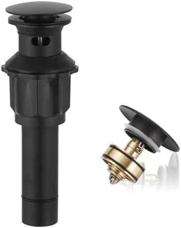 Greenspring Bathroom Sink Drain with Overflow Vessel Vanity Pop Up Drain Assembly Stopper Lavatory Commercial Bath Fits Bathroom Standard Sink Hole, Black, Stainless Steels
