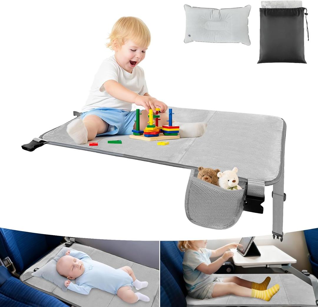 Toddler Airplane Bed, Airplane Seat Extender for Kids with Inflatable Pillow for Better Support, Baby Airplane Travel Essentials for Comfort Sleep Flyaway Kids Bed for Toddlers 0-3 Years