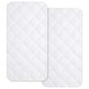 Yoofoss Waterproof Bassinet Mattress Pad Cover Pack of 2 Fit for Rectangle Bassinet Mattress, Baby Bassinet Mattress Protector for Boys and Girls 34X19in (White)