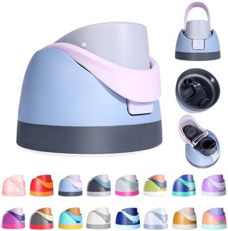 Ruzkq Replacement Lid for Owala Freesip, Compatible with Owala Cup 16oz 24oz 32oz 40oz, One Button Water Bottle Top Lid Replacement Accessory, Leakproof, BPA-Free (Blue-Pink)