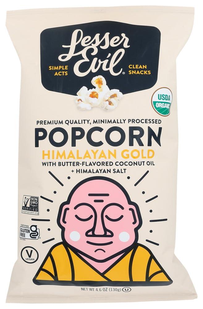 Lesser Evil Organic Himalayan Gold Popcorn, Gluten Free, Non GMO, 4.6 Ounces (Pack Of 3) (EXP 05/22/26)