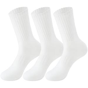 MAGIARTE Womens Compression Athletic Cotton Crew Socks Moisture Wicking Running Cycling Multi Sports Socks for Women 3 PACK (#01M Off White)