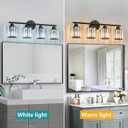 Modern 4 Light Crystal Vanity Light, Black Vertical Bathroom Light Fixture Over Mirror for Dressing Table Sink, Compatible with Dimmable Bulbs (Bulbs Not Included), 26 Inch-4light