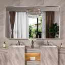 JISOSO Brushed Nickel Bathroom Mirror 60x30 Inch, Brushed Silver Metal Frame Mirror Wall Mounted, Rounded Rectangle Bathroom Vanity Mirror, Tempered Glass, Anti-Rust, Horizontal/Vertical