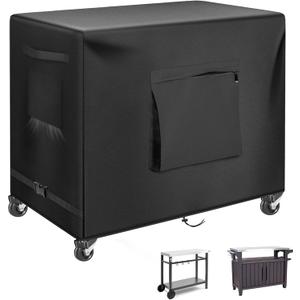 Kovshuiwe 36"L x 30"W x 35"H Outdoor Dining Table Cover, Stainless Steel Grill Cart Trolley with Wheels, Three-Shelf Movable Food Prep and Work Cart, Heavy Duty