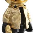 Dosker Small Astronaut Statues Mini Spaceman Sculpture Polyresin Arts Gifts Gold Figurine Ornament Room Decor for Men,Home and Desktop Accessories Tabletop Decoration, Living Room, Office, Bookshelf (Medium)