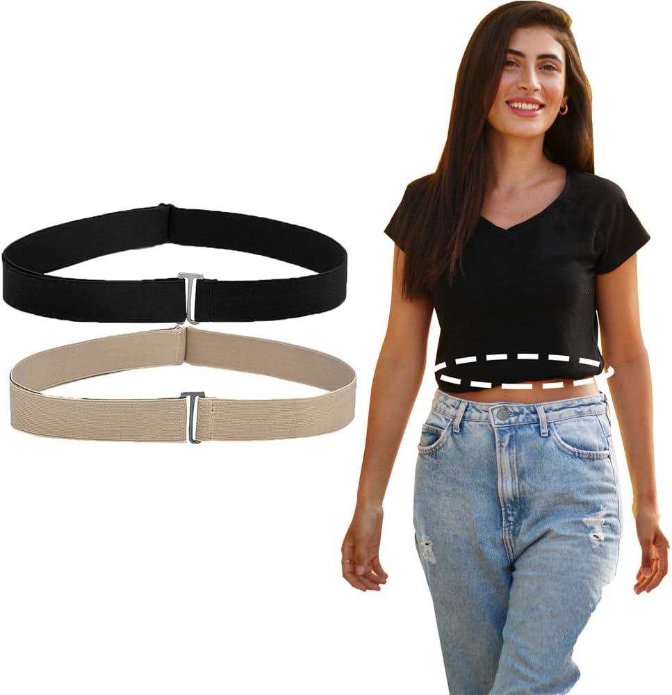 Crop Band for T-Shirts,Tuck Band, Sweater Tuck Band belts (Black+Khaki)