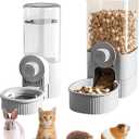 GPY Automatic Hanging Gravity Pet Feeder and Water Dispenser Set ，Automatic Rabbit Feeder and Dog Water Dispenser for Dogs Cats Pets Animals Large Capacity (Blue Water Feeder&Food Feeder) (Grey)