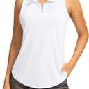 SANTINY Women's Golf Shirts Tank Tops Sleeveless Tennis Polo Racerback with Collar Athletic Tanks Quick Dry (White, XXL)