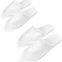 24 Pairs Disposable House Slippers for Guests Bulk Slipper Pack for Hotel Spa Travel Shoeless Home White Closed Toe