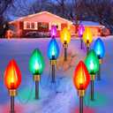 Minetom 2 Pack Super Jumbo Christmas String Lights or Pathway Marker Lights, Outdoor Xmas Decorations, 11Ft 5 LED Jumbo C9 Hanging Light Waterproof Lawn Dec for Holiday Home Tree Roof Yard, Multicolor