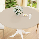 Smiry Round Picnic Tablecloth, Waterproof Elastic Fitted Table Covers for 57" - 68" Tables, Wipeable Flannel Backed Vinyl Tablecloths for Camping, Indoor, Outdoor, Color Beige