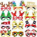 Max Fun 12Pcs Christmas Glasses Glitter Holiday Party Glasses Frames Christmas Decoration Accessories Costume Eyeglasses for Christmas Parties Holiday Favors (One Size Fits All)