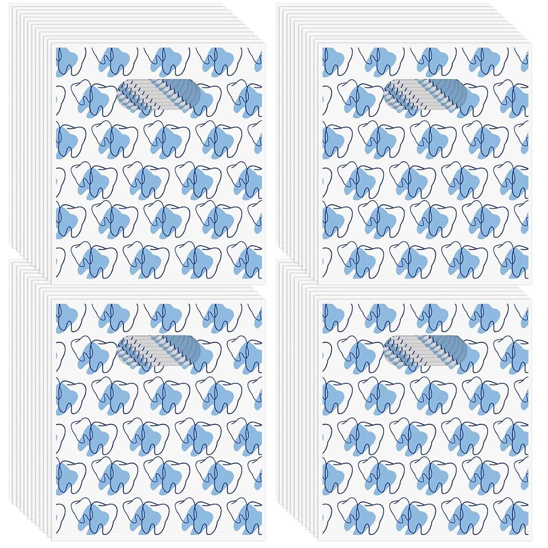 Colarr 400 Pcs Tooth Patient Care Dental Bags 9 x 8 Inches Plastic Merchandise Bags Dental Bags for Patients Dental Clinics Patient Encouragement Gifts Party Favors (Stylish Style)