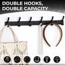 Dntorx Coat Rack Wall Mount, 2 Pack Coat Hooks Hanger Wall Double Hook Rack Rail Towel Hat Rack Entryway Bathroom Hanger Organizer for Robes, Clothes, Bags, Hat (Black)